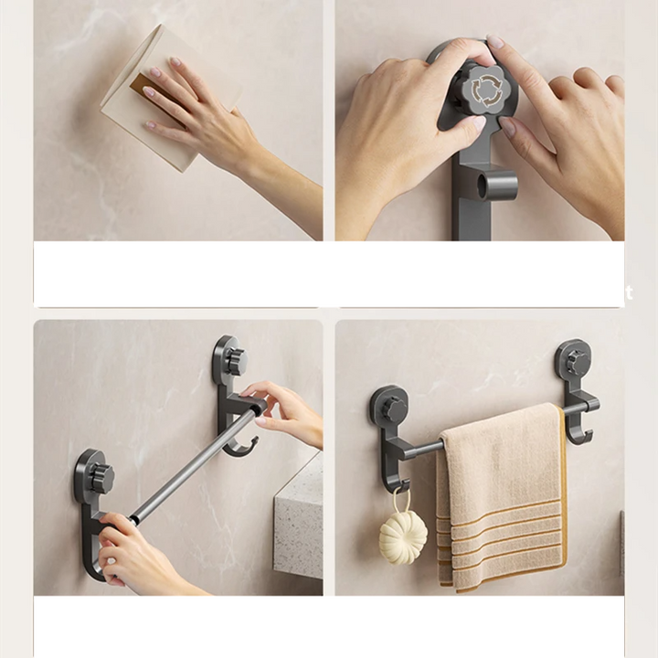 MagnaGrip Power Suction Cup Towel Holder – Black self-adhesive towel holder without drilling Bowlift