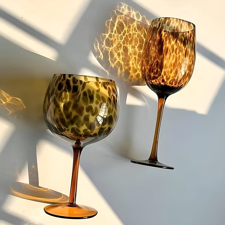 Leopard print wine glasses – Vintage design in set of 2 | Perfect for special occasions | Bowlift