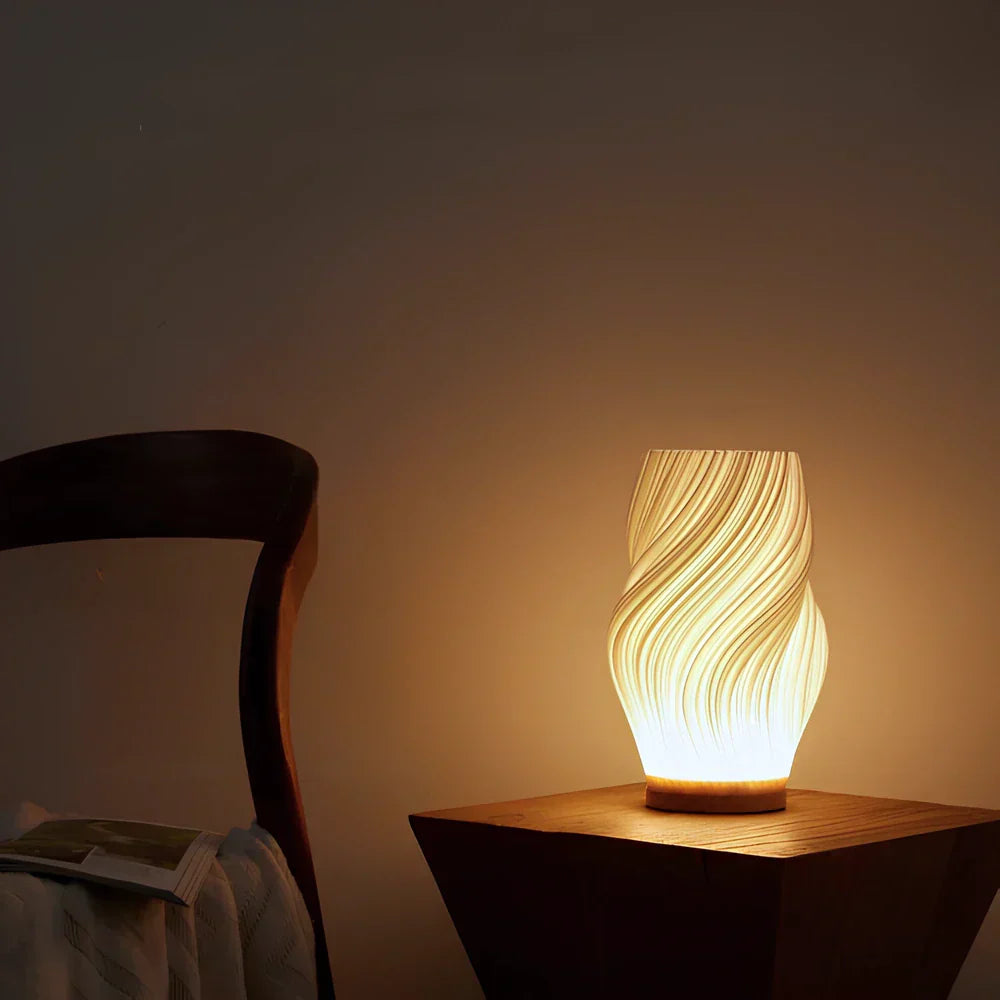 BowLift | Elegant Desk Lamp with Dimming and Natural Wooden Base