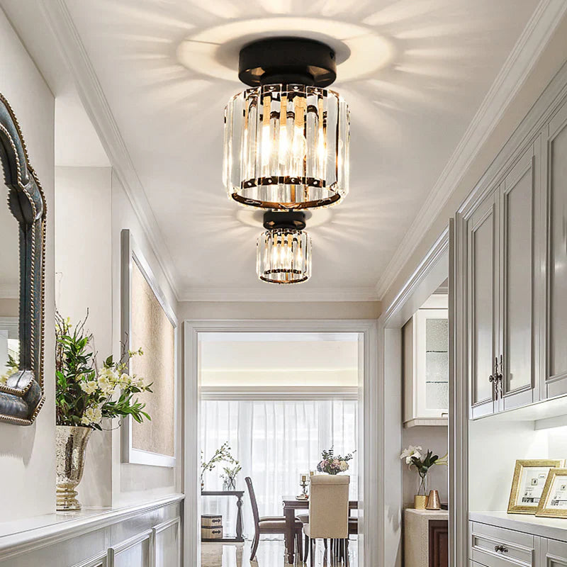 BowLift | Modern Crystal Ceiling Light with Gold and Black Accents – Stylish Lighting for Your Home