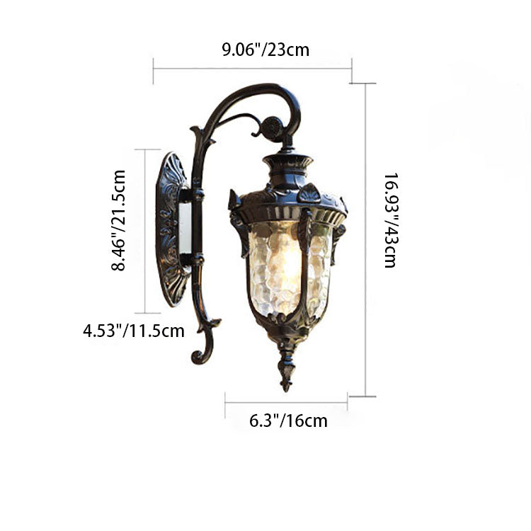 Traditional European Cylinder Lantern Aluminum Glass 1-Light Outdoor Wall Sconce Lamp For Outdoor Patio | Bowlift