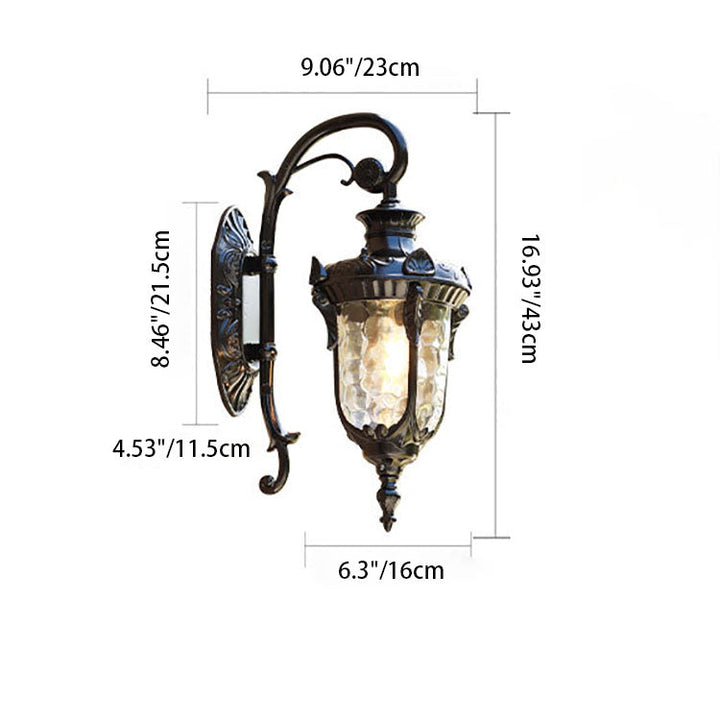 Traditional European Cylinder Lantern Aluminum Glass 1-Light Outdoor Wall Sconce Lamp For Outdoor Patio | Bowlift