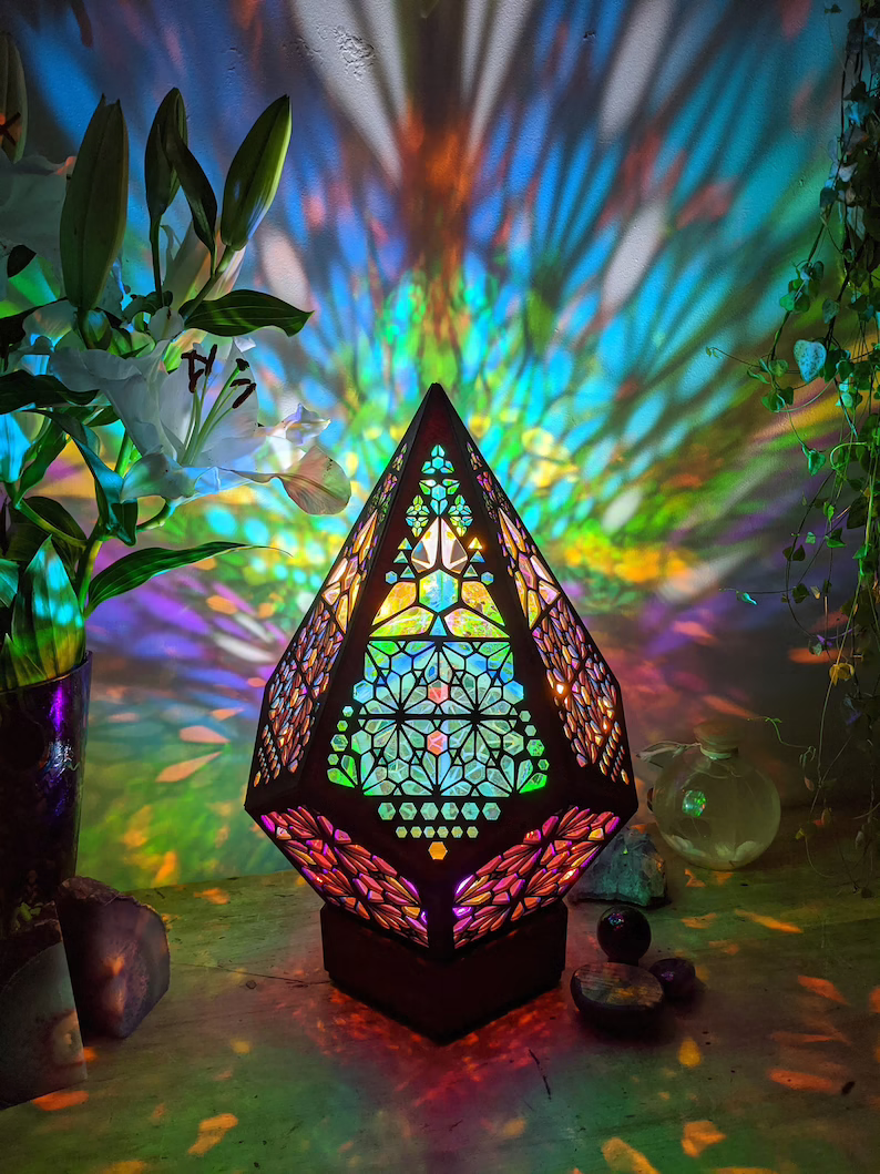 Stained Glass Style LED Table Lamp - LumiAura | Bowlift