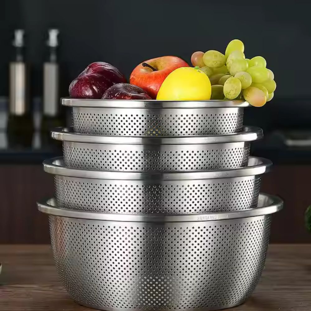 BowLift | Rinse Mix Stainless Colander Duo Set