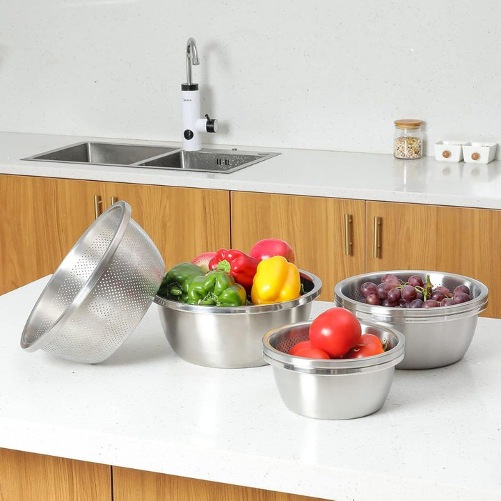 BowLift | Rinse Mix Stainless Colander Duo Set
