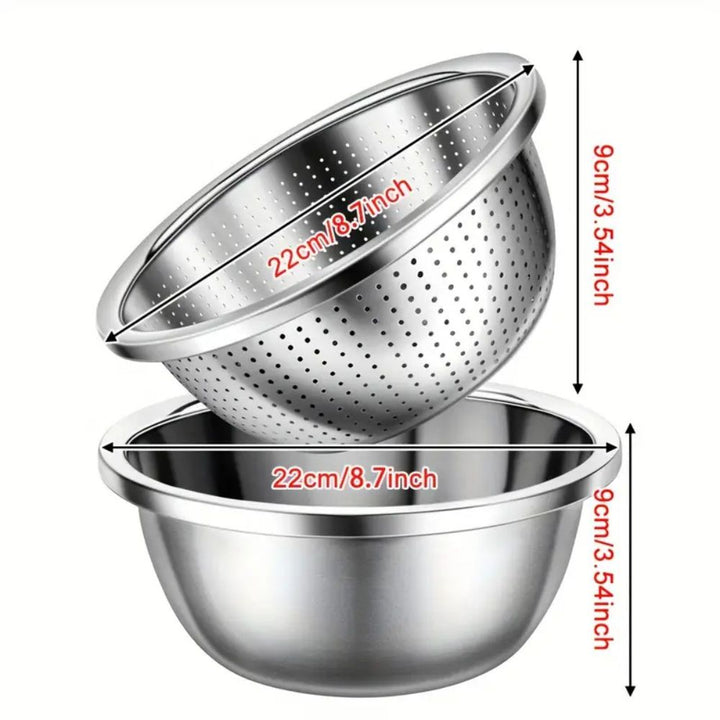 BowLift | Rinse Mix Stainless Colander Duo Set