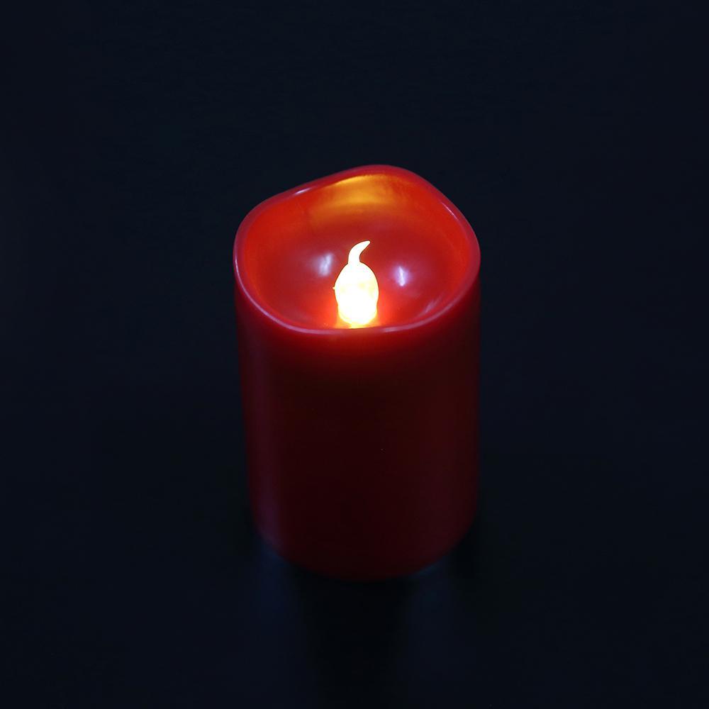 LED candles made of plastic 6 pcs. in red (5.0 x 7.4 cm.) | Bowlift