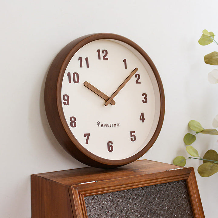 BowLift | Natural Wooden Round Silent Wall Clock Deco Clock