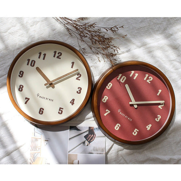 BowLift | Natural Wooden Round Silent Wall Clock Deco Clock