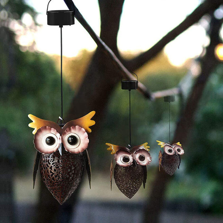 BowLift | Solar Waterproof Wrought Iron Hollow Owl Design LED Outdoor Hanging Light
