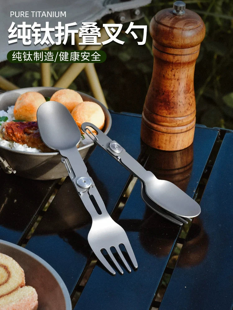BowLift | Titanium Camping Cutlery Set - Foldable Spoon, Fork, Chopsticks & Bowl for Travel