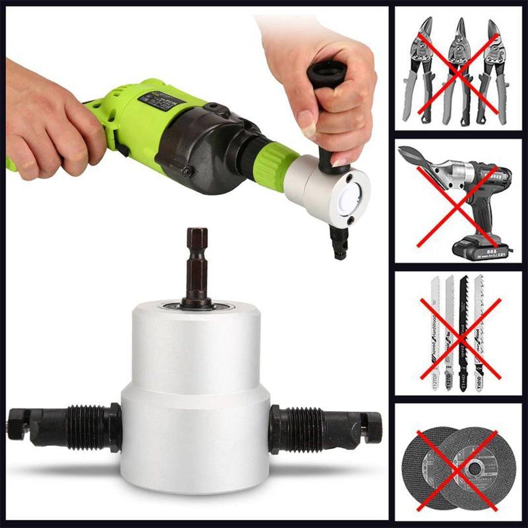 BowLift | Nibbler Cutter Drill Attachment Double Head Metal Sheet