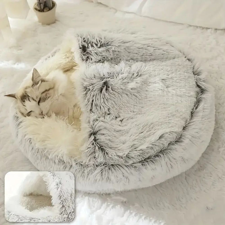 BowLift | Round Hooded Faux Fur Pet Bed