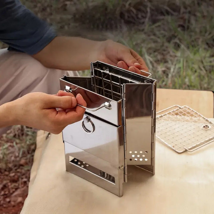 BowLift | Outdoor Folding Wood Stove Mini Stainless Steel Grill Camping Picnic