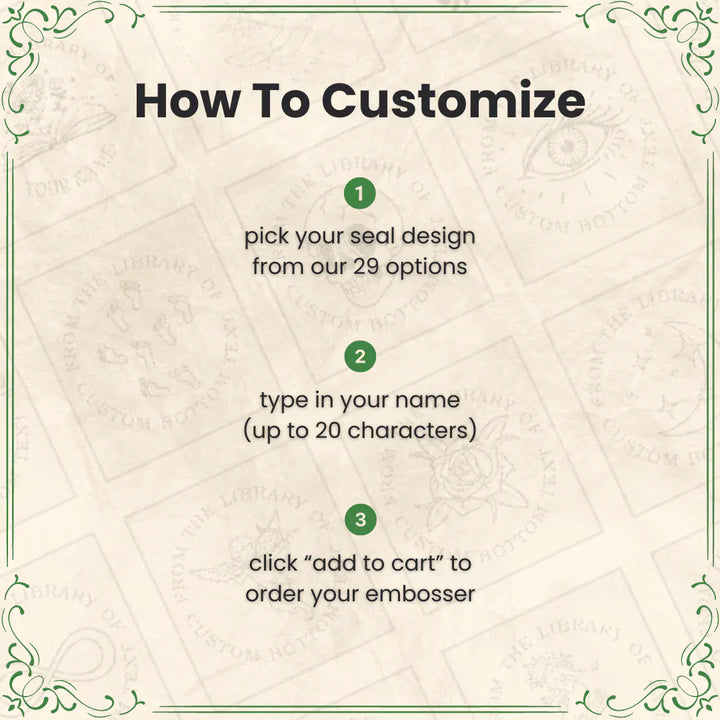 BowLift | Custom Book Embosser | BookStamp Personal Library Stamp | Vintage No-Ink Seal | Adjustable Design