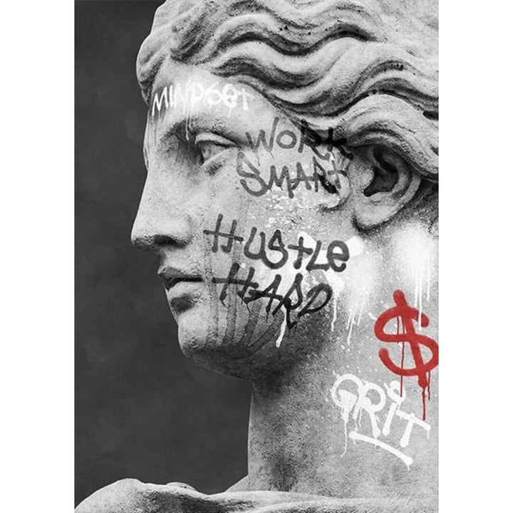 David Head Sculpture Graffiti - Canvas Wall Art Painting | Bowlift