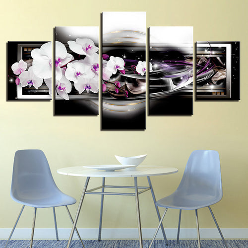 Echoing Purple and White Orchids 5 Piece - Canvas Wall Art Painting | Bowlift