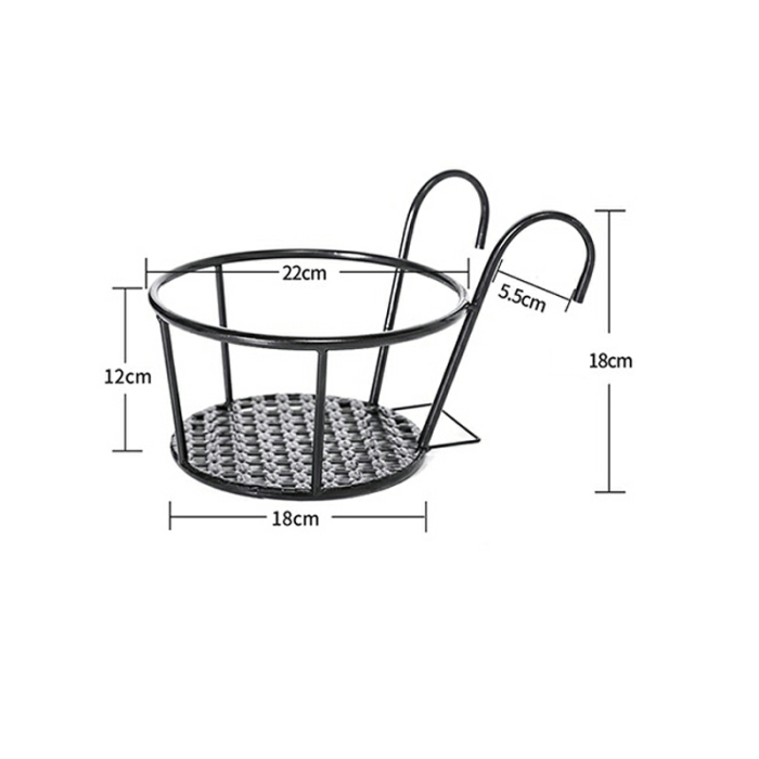 BowLift | Hanging Plant Basket made of Metal – Balcony Planter Pot with Hook for Garden and Terrace