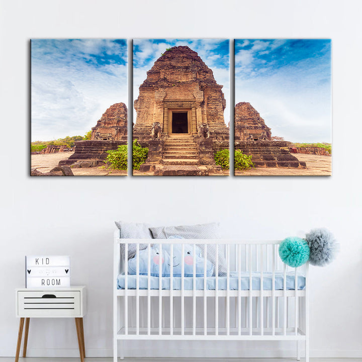 Ancient Temple 3 Piece - Canvas Wall Art Painting | Bowlift