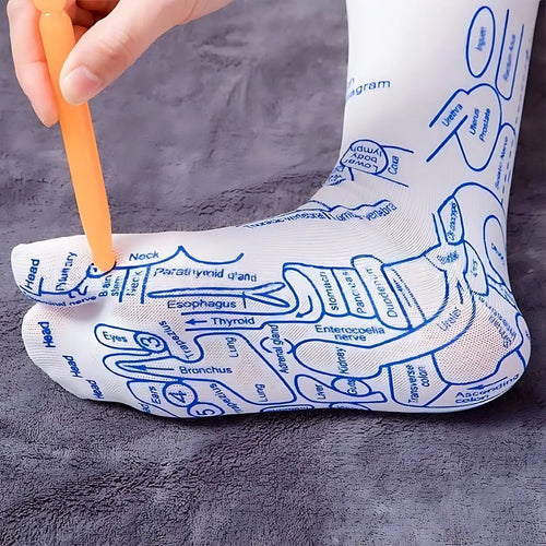 ReflexEase | Reflexology Socks – Printed Map & Tool – Breathable Split‑Toe Fabric – Home Stress Relief & Foot Fatigue Recovery Bowlift