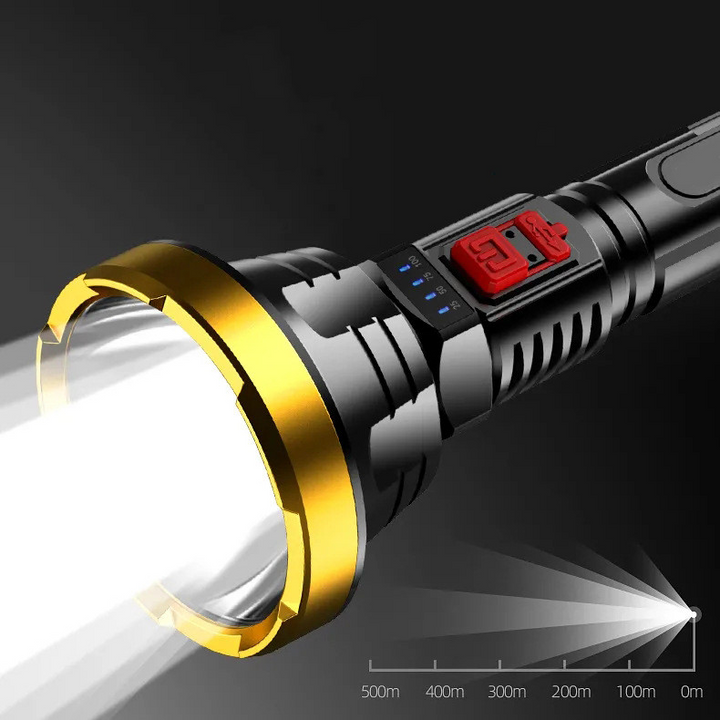 BowLift | 90000LM LED flashlight – Tactical searchlight with USB charging and super bright lighting