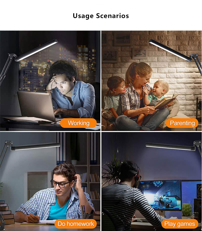 BowLift | LED Foldable Long Arm Clip Eye Protection USB Reading Table Lamp