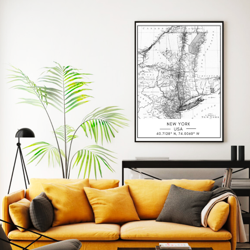 New York City Map- Canvas Wall Art Painting | Bowlift