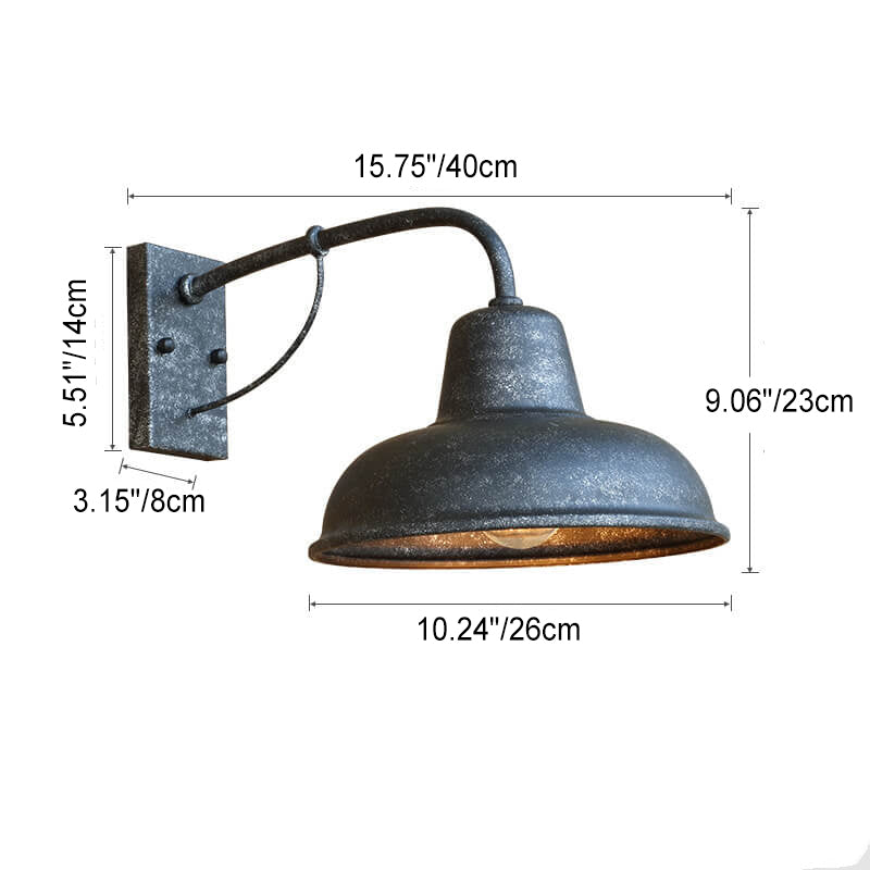 Vintage Iron Barn Waterproof Outdoor 1-Light Wall Sconce Lamp | Bowlift