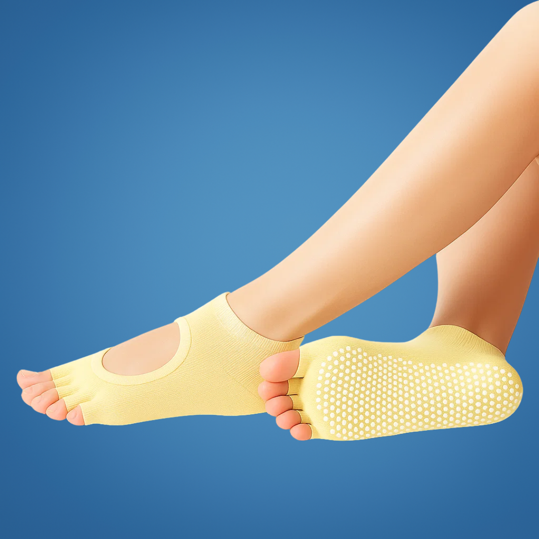 Slip Yoga Grip Socks – Open-Toe & Breathable – Rubberised Sole for Women – Stability Balance Comfort in Yoga & Pilates Bowlift
