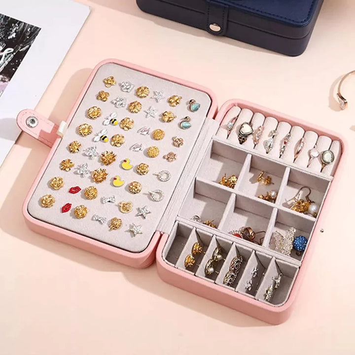 Leather Mini Jewelry Box Double Layer Bowlift