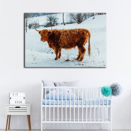 Curly Haired Cow - Canvas Wall Art Painting | Bowlift