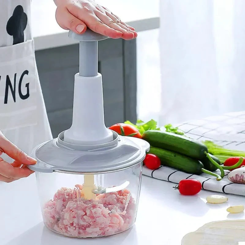 Manual Food Chopper, 1500ML Speedy With 4 Curved Stainless Steel Blades Bowlift