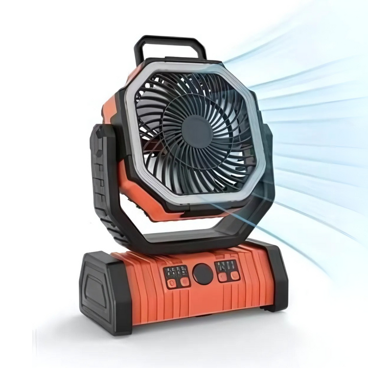 PowerBreeze Camping Fan with LED & Powerbank – 20000mAh, rotatable & rechargeable | Bowlift