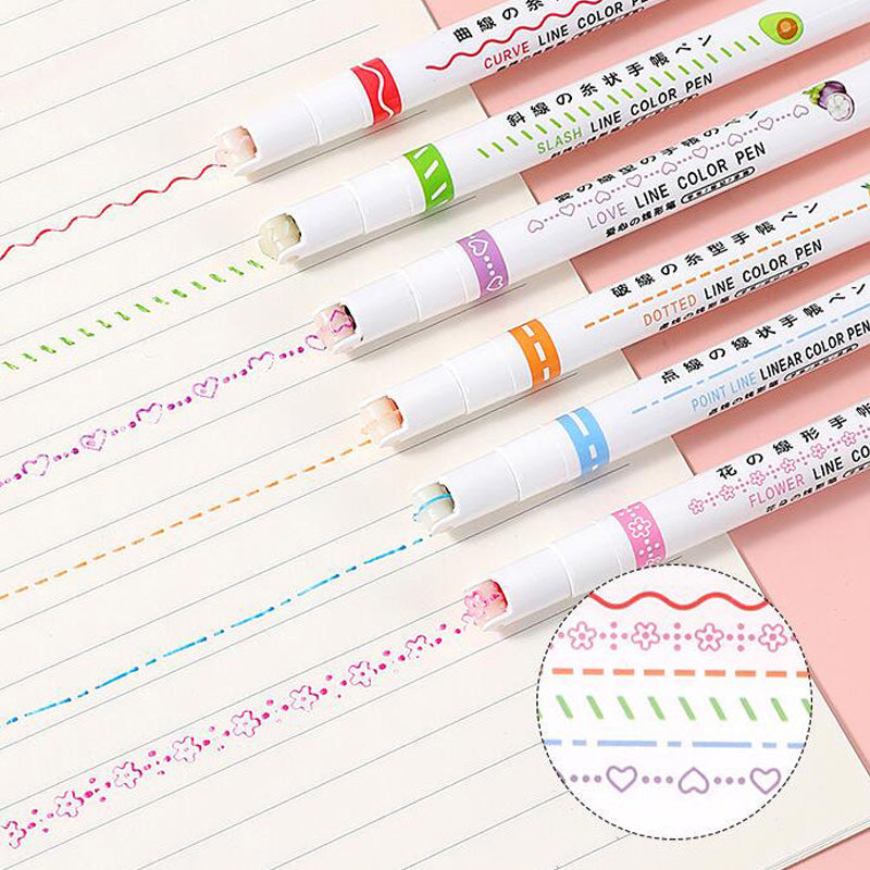 BowLift | BEST GIFTS FOR CHILDREN - Dual Tip Markers with 6 different curve shapes fine tips