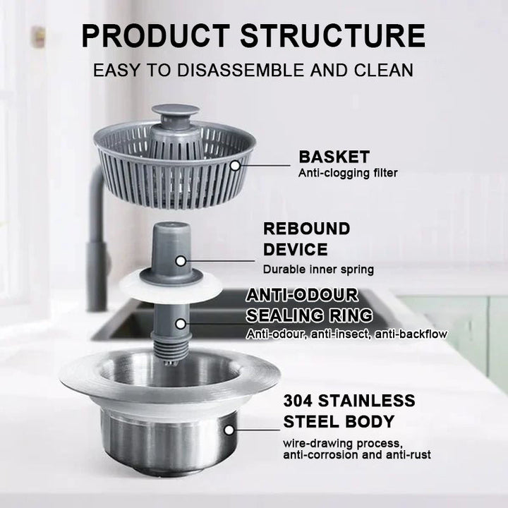 BowLift | Upgraded Sink Bounce Core Drain Strainer