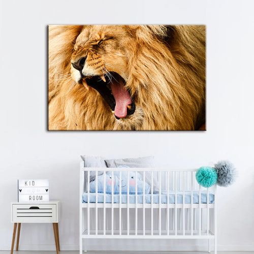 Enraged Lion's Roar - Canvas Wall Art Painting | Bowlift