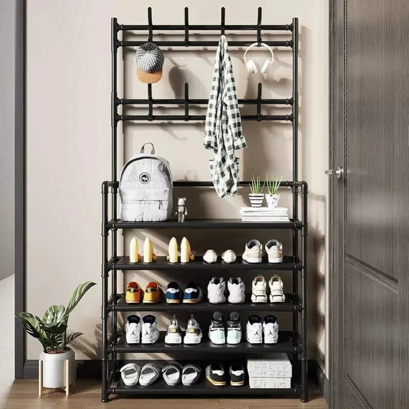 Multifunction 5 Layers Shoe Rack With Clothes Rack Bowlift