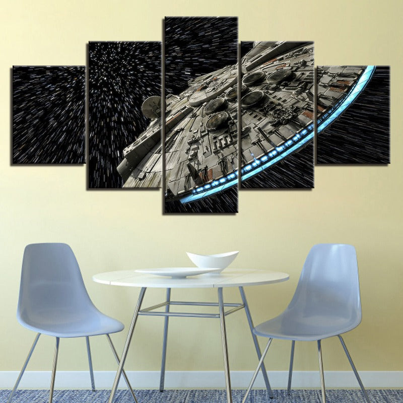 5 Piece Captivating UFO In The Galaxy - Canvas Wall Art Painting | Bowlift