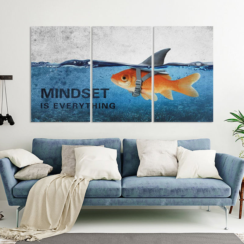 3Pcs Abstract Blue Goldfish Shark Posters Canvas Painting | Bowlift