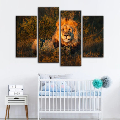 4 Piece Divine Sunset Lion - Canvas Wall Art Painting | Bowlift