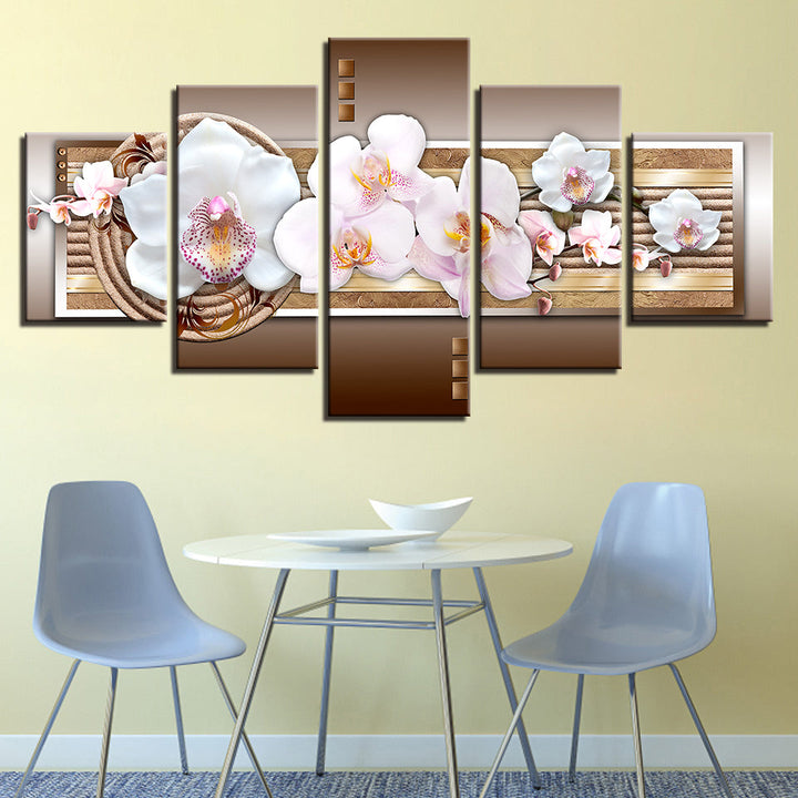 Classy Pink Orchids 5 Piece-Canvas Wall Art Painting | Bowlift