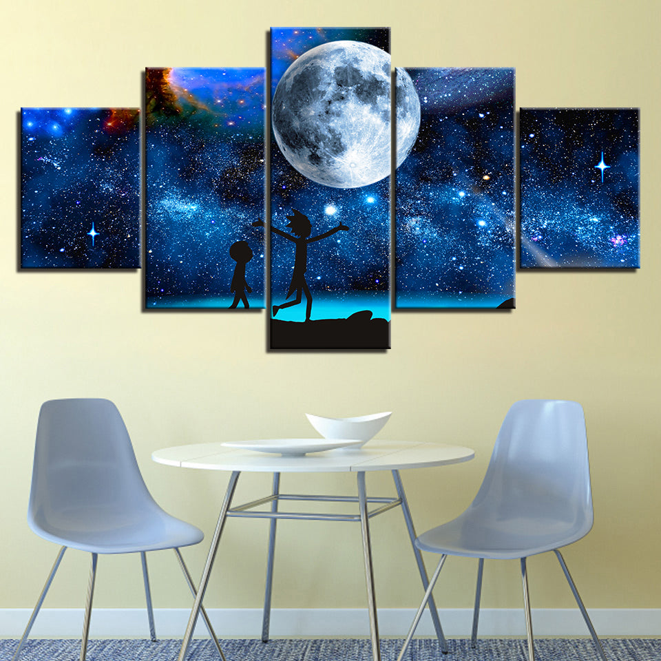 The Moon In The Galaxy   Canvas Wall Art Painting | Bowlift