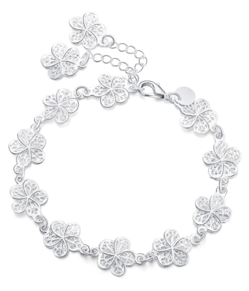 Elegant Silver Filigree Bracelet with Unique Links Bowlift