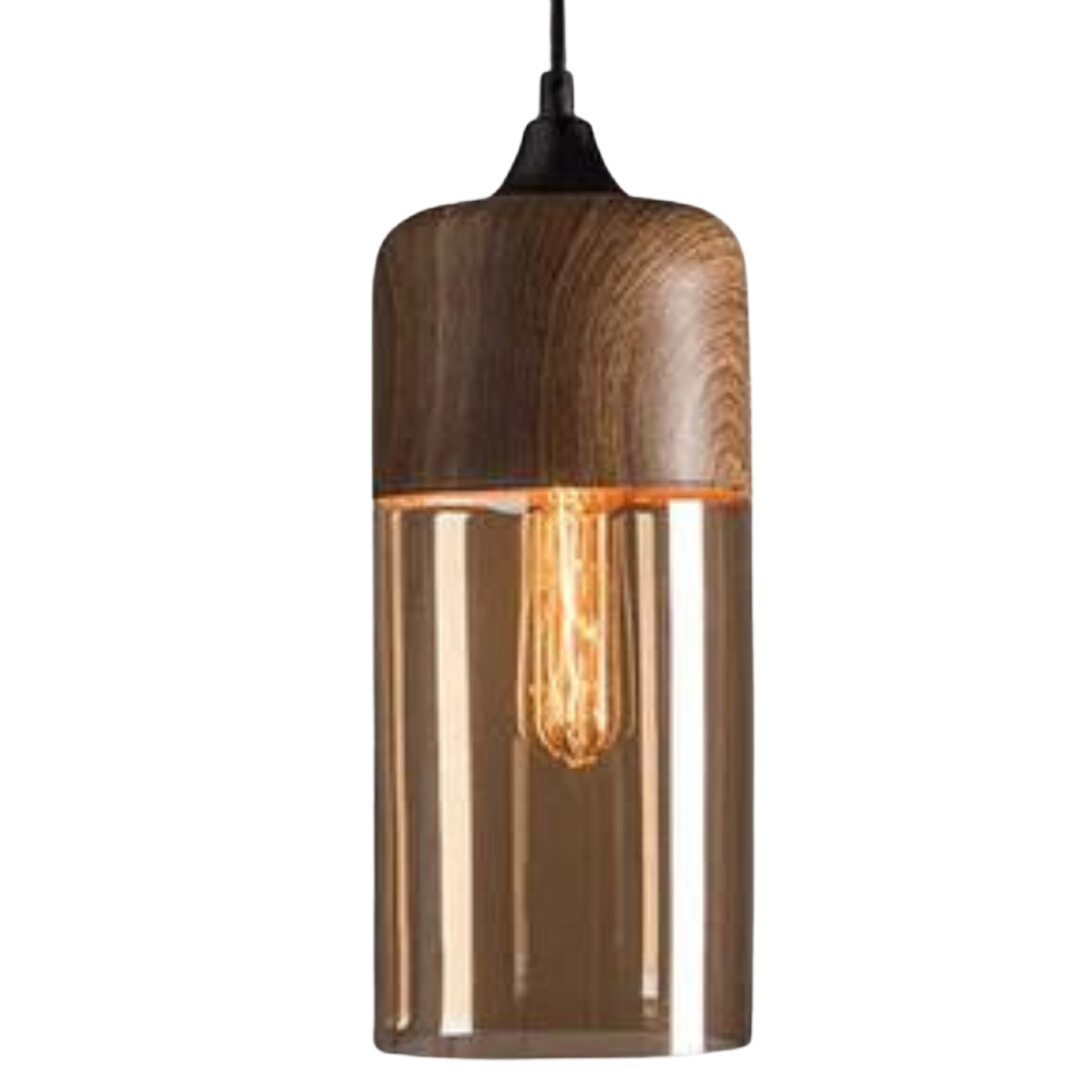 BowLift | Scandinavian Pendant Lamp made of Wood and Tinted Glass