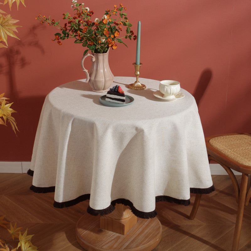 BowLift | Minimalist Linen Tassel Tablecloth Natural Style