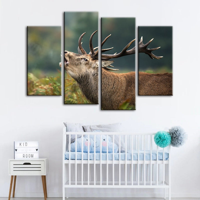 4 Piece Bleating Elk - Canvas Wall Art Painting | Bowlift