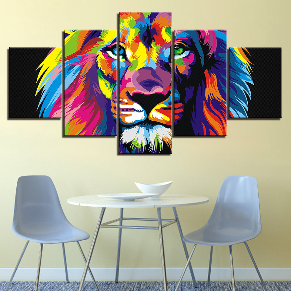 Colorful Lion - Canvas Wall Art Painting | Bowlift