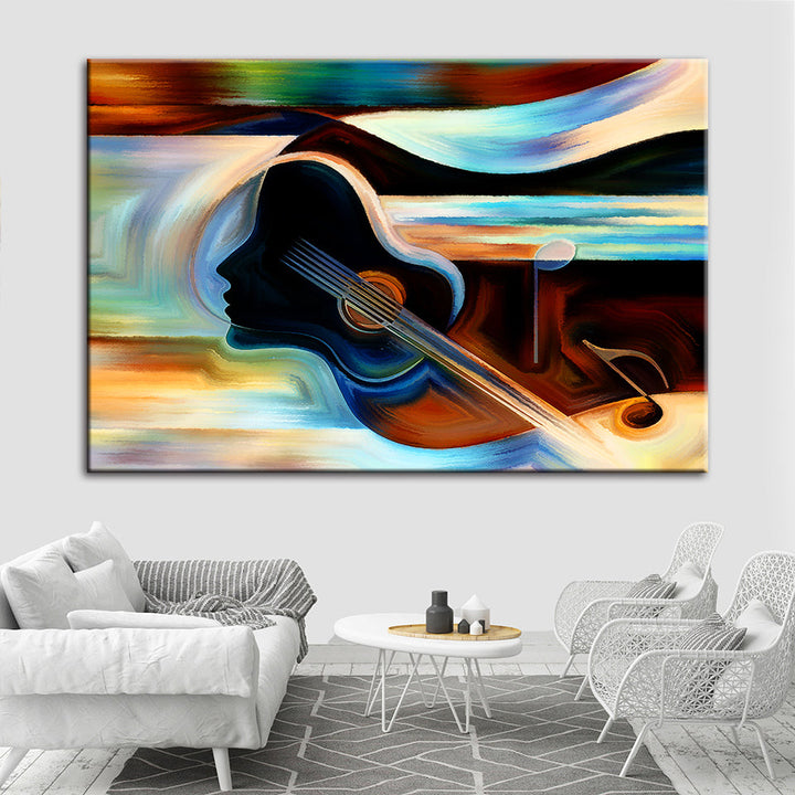 Guitar Lady - Canvas Wall Art Painting | Bowlift