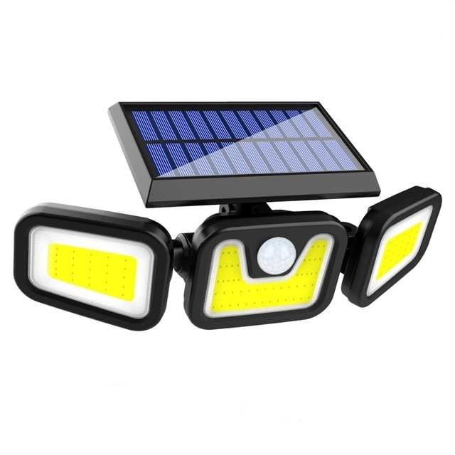 BowLift | Solar LED Floodlight with Motion Sensor – 3-Head Outdoor Security Lighting for Garden, Driveway & Garage