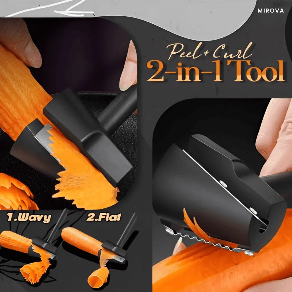 BowLift | Vegetable Peeler & Spiral Slicer | Ergonomic Handle | Stainless Steel Blades | Create Spiral Veggie Garnishes